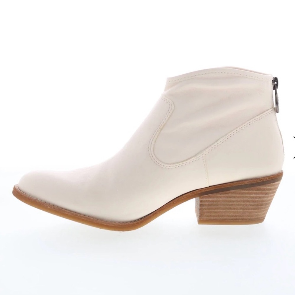 Sofft Aisley Beige Leather Ankle Boots Leather Zip Booties Size 6.5 - Picture 4 of 13